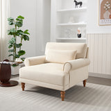 Large Vintage Lounge Chair w/ Circular Armrests, Lumbar Support & Roman Column Legs