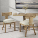 Modern Beige Dining Chairs Set of 2 – Upholstered Side Chairs with Rubberwood Frame for Kitchen or Dining Room