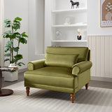 Large Vintage Lounge Chair w/ Circular Armrests, Lumbar Support & Roman Column Legs