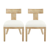Modern Beige Dining Chairs Set of 2 – Upholstered Side Chairs with Rubberwood Frame for Kitchen or Dining Room