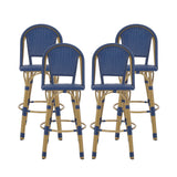 Outdoor French Wicker and Aluminum 29.5 Inch Barstools