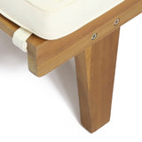 Outdoor Teak Brown Wood Chaise Lounge with Cushion - NH085692