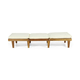 Outdoor Teak Brown Wood Chaise Lounge with Cushion - NH085692