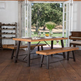 Farmhouse 4 Seater Benches & Table Picnic Dining Set - NH939992