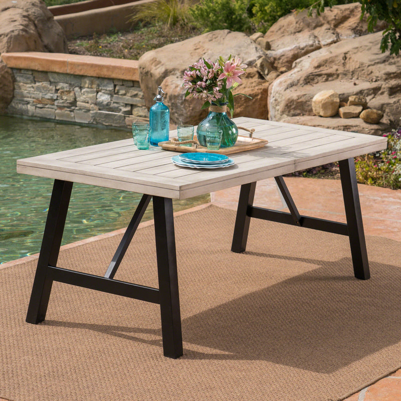 Outdoor Light Gray Finished Acacia Wood Dining Table - NH147303