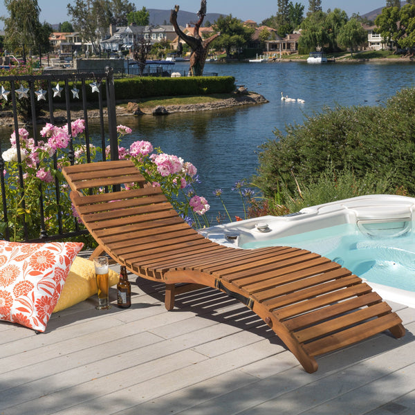 Outdoor Wood Folding & Portable Chaise Lounge - NH025732