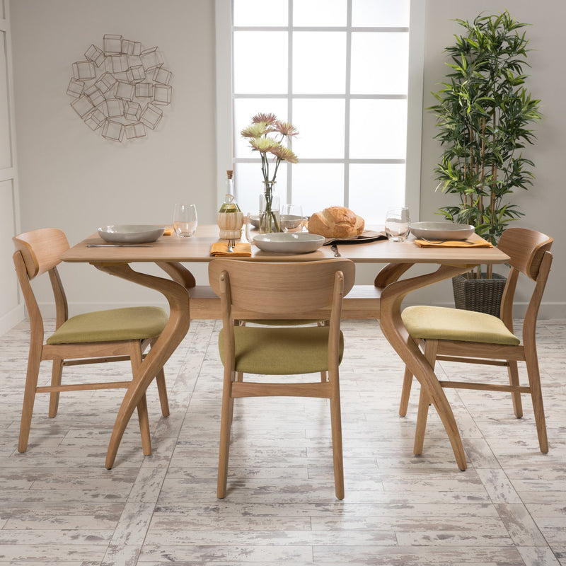 Mid Century Natural Oak Finish 5 Piece Dining Set - NH823992