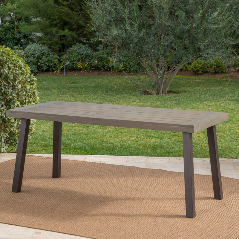 Outdoor Finished Acacia Wood Dining Table with Metal Legs - NH436303