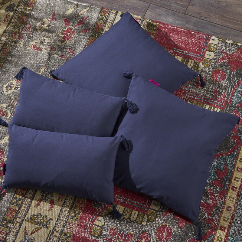 Fabric Tassel Square and Rectangular Throw Pillow - Set of 4 - NH641303