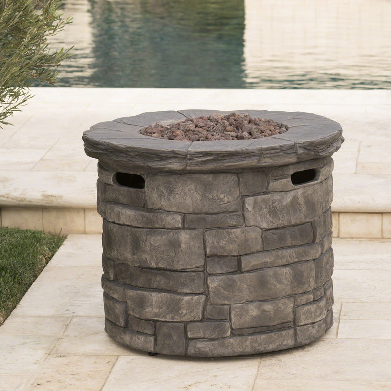 Outdoor Gray Circular Fire Pit - 40,000 BTU - NH122303