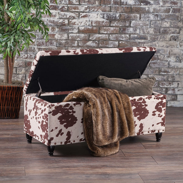 Milk Cow Velvet Rectangle Storage Ottoman Bench - NH794103