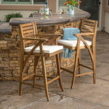30-Inch Teak Finish Acacia Wood Outdoor Barstools - NH538992