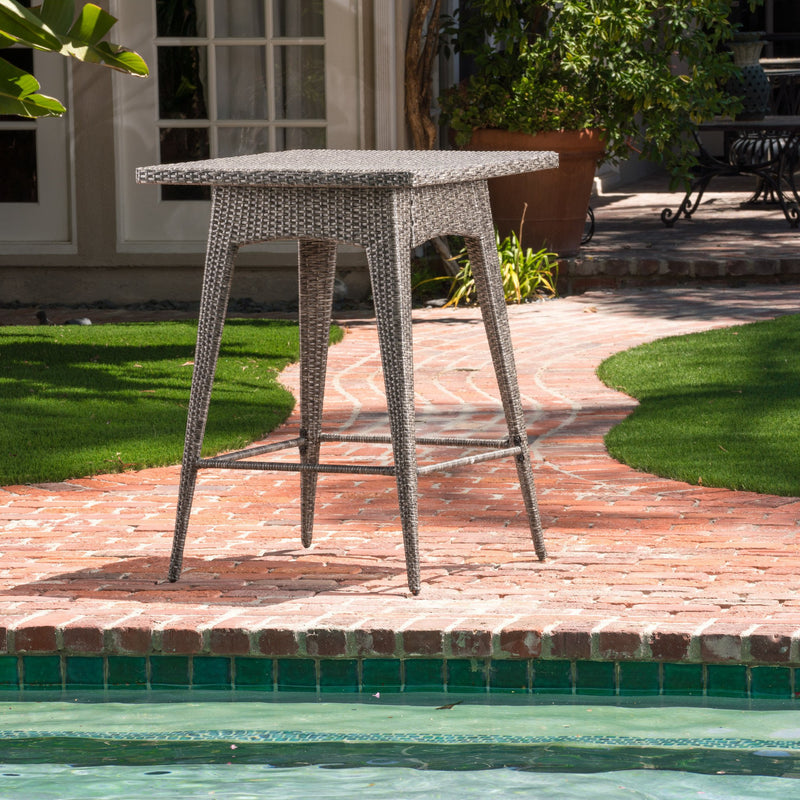 Outdoor Gray Wicker Bar Table - NH720992