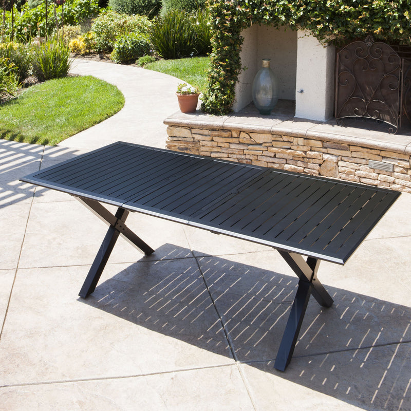 Black Cast Aluminum Expandable Outdoor Dining Table - NH270103