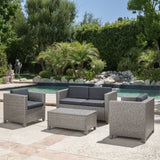 4 Piece Wicker Chat Set w/ Water Resistant Cushions & Cover - NH358003