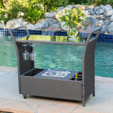 Outdoor Wicker Serving Bar Cart - NH308592