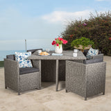 5-Piece Outdoor Dark Grey Wicker Dining Set - NH890992
