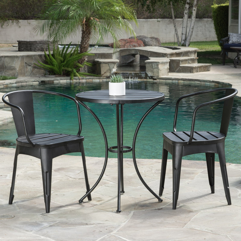 Outdoor Modern 3-Piece Metal Bistro Set with Slats - NH619592