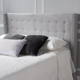 Button Tufted Fabric King/Cal King Headboard with Nailhead Accents - NH026992