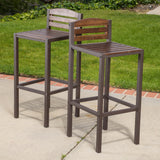 Acacia Rustic Metal & Dark Brown Wood 30-Inch Barstools (Set of 2) - NH158692