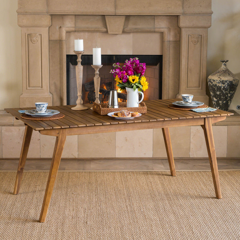 Indoor Farmhouse Cottage Teak Finished Acacia Wood Dining Table - NH697203