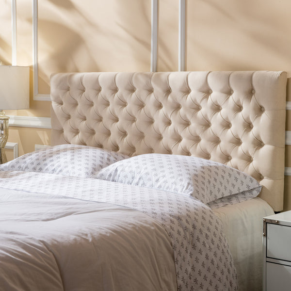 Contemporary Button Tufted Fabric Queen/Full Headboard - NH309892