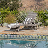 Outdoor Armed Aluminum Framed Grey Wicker Chaise Lounge - NH214303