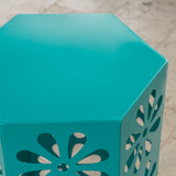 14 Inch Iron Floral Side Table - NH091303