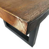 Indoor Faux Live Edge Antique Teak Finish Lightweight Concrete Dining Table - NH828303