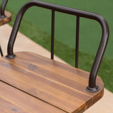 Outdoor Industrial Teak Finished Acacia Wood Barstools with Iron Frame - NH944303