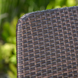 18-Inch Outdoor Wicker Barstools with Black Brush Copper Iron Frame (Set of 2) - NH837103