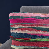 Handcrafted Boho Recycled Fabric Pillow - NH226103