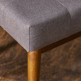 Mid-Century Button Tufted Fabric Ottoman Bench with Tapered Legs - NH598303