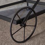 Indoor Traditional Black Iron Bar Cart with Tempered Glass Shelves - NH675203