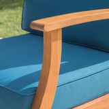 Outdoor 4 Seat Fire Pit Chat Set with Teak Finished Acacia Wood Club Chairs - NH837303