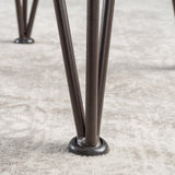 Rustic Industrial Acacia Wood Side Table with Metal Hairpin Legs, Teak - NH940103