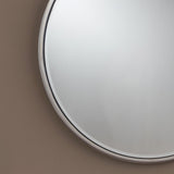 Modern Glam Round Silver Stainless Steel Wall Mirror - NH635303
