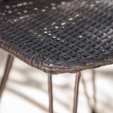 18-Inch Outdoor Wicker Barstools with Black Brush Copper Iron Frame (Set of 2) - NH837103