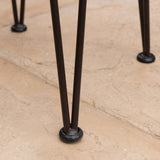 Outdoor Industrial Teak Finished Acacia Wood Barstools with Iron Frame - NH944303