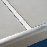 Outdoor Grey Aluminum Dining Table with Tempered Glass Top - NH263003