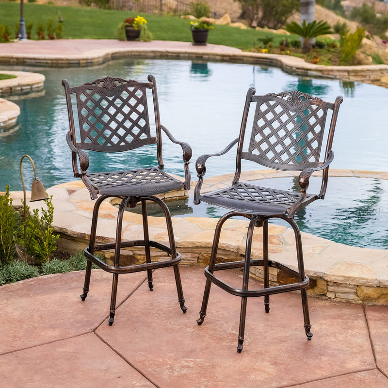 30-Inch Outdoor Cast Aluminum Bar Stools (Set of 2) - NH977832