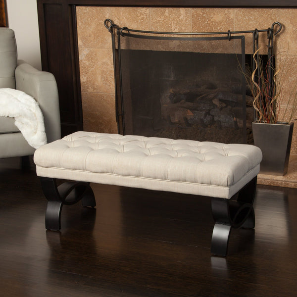 Contemporary Button Tufted Fabric Ottoman Bench - NH103932