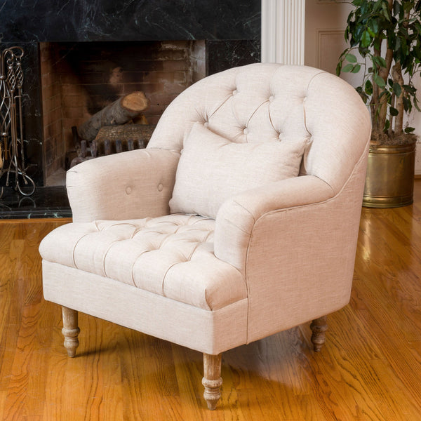 Button Tufted Fabric Armchair - NH300592