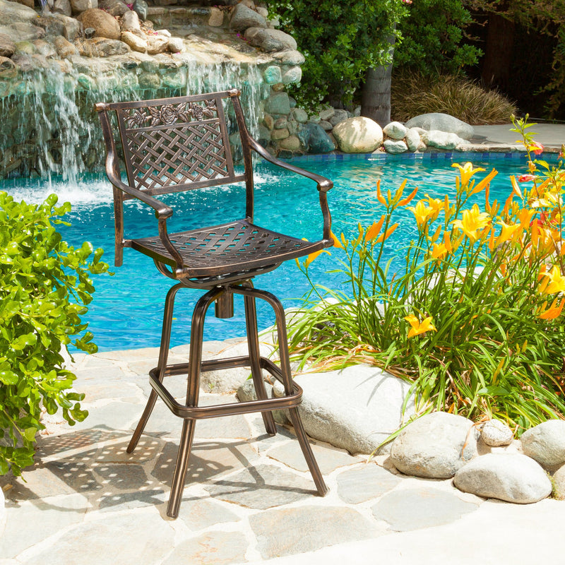 30-Inch Outdoor Cast Aluminum Swivel Bar Stool - NH250592