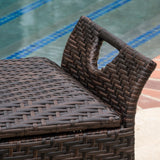 Outdoor Brown Wicker Storage Ottoman - NH155592