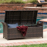 Outdoor Brown Wicker Storage Ottoman - NH155592