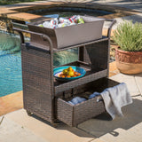 Multi-Brown Wicker Bar Cart - NH536592