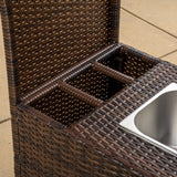 Outdoor Wicker Serving Bar Cart - NH308592