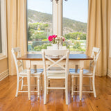 Rustic Dark Oak and Antique White Wood Dining Table with Leaf Extension - NH398592