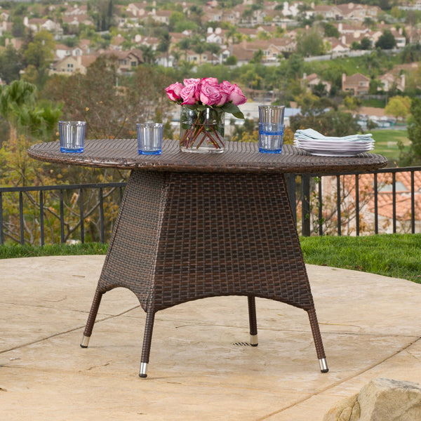 Outdoor Brown Wicker Round Dining Table - NH867692